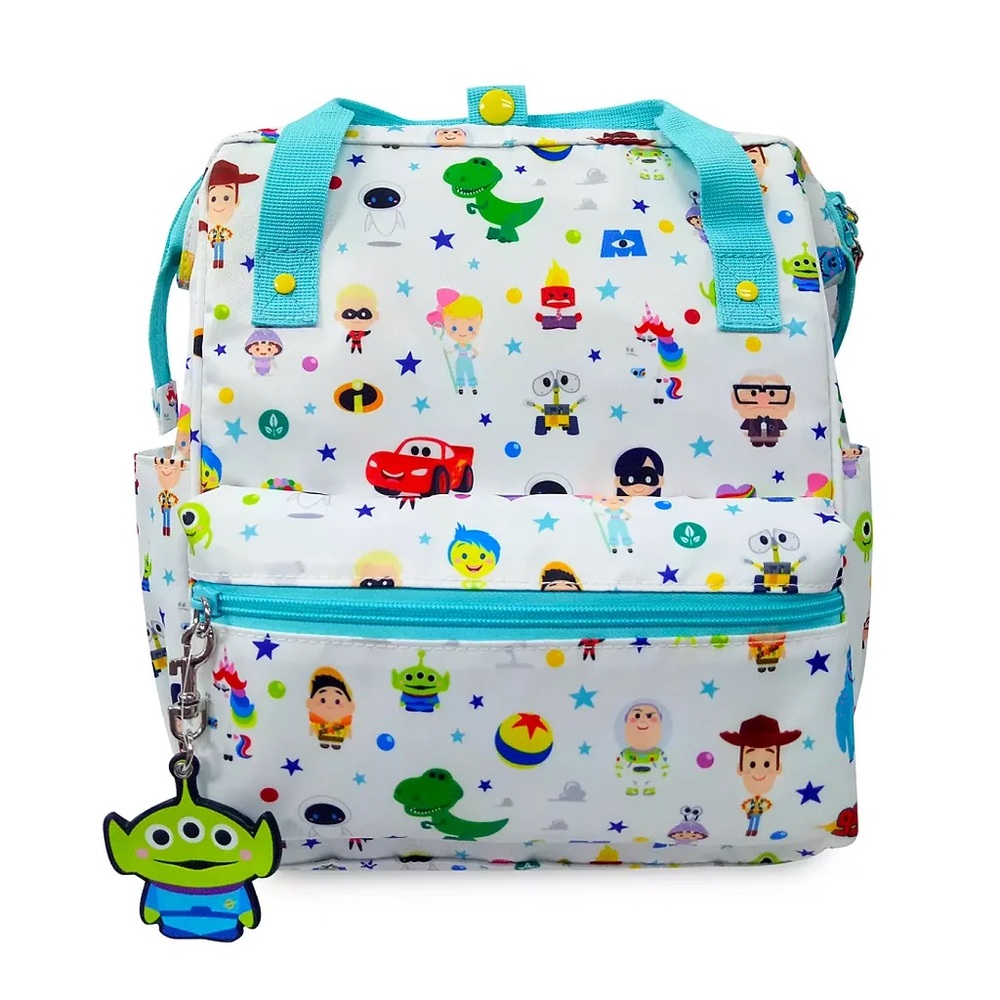 Disney Pixar Small Kid Backpack 12" Tall Toy Story, Cars, Up White Multi-Color